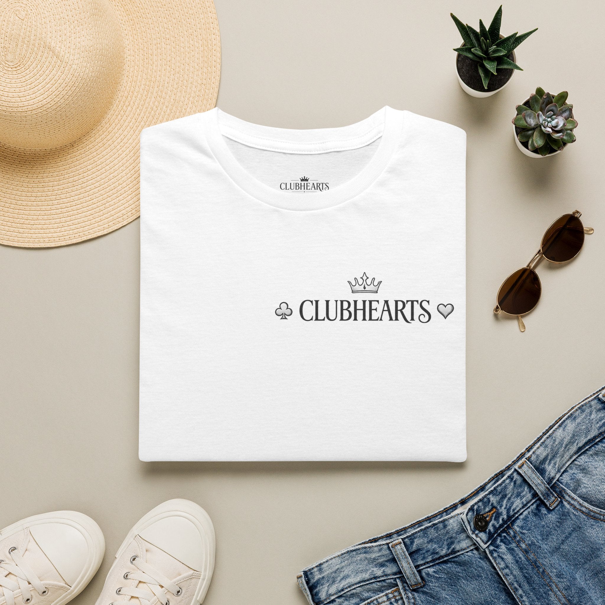 ClubHearts Graphic T‑Shirt — Vintage Playing Card Logo Tee